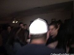 Trashy whore has no sex boundaries. Besides, she loves extra attention from men. So she fucks hard in front of the whole crew right at the party.