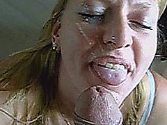 Blonde Wife Sucking Cock And Gets Facialized 1