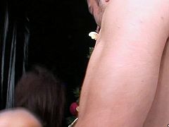 This harlot is the full package! She has a lovely set of big boobs and a nice firm ass that's just begging to get fucked in every position. Dirty-minded whore gives her lover one hell of a blowjob. Then she pounds his tight butthole in doggy position.