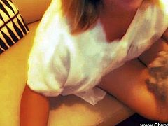 Red head chubby sucking cock as she plays her wet pussy in this homemade adventure made for everyone.