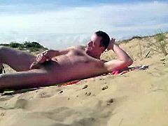 Pale guy beach wank