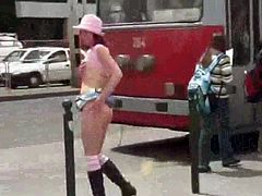 Slut Nude and Wanking at Public Bustop OMFG!