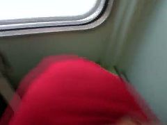 Spoiled blond MILF gives a head to her horny BF right in the tiny toilet cabin on a plane. Later she tops it to ride reverse cowgirl style and finally ends up pleasing him with deepthroat blowjob.