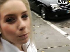 Blonde Nesty gives throat job like no other and hard dicked guy knows it