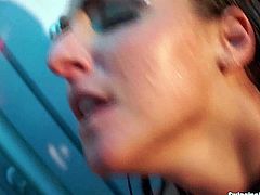 Awesome pornstars giving oral sex and getting facialized in public in a club