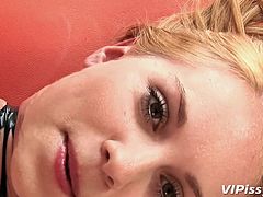 Enjoy this HD video of sweet Jessica having fun. Now this cutie is not only naughty and sexy, she's horny as hell, and loves to get dirty. At first she has a taste of her own pussy juice and then, she takes a piss in front of us. All that was nice enough, but things get serious and she's down to more heavy work!