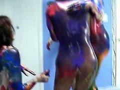Don't skip this exciting sex tube video produced by Chick Pass porn site. Several naughty girls arrange messy party and smear paint over each others nude bodies.