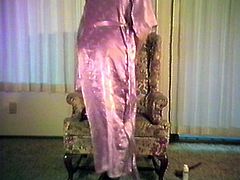 Satin Robe and Slip smoking and stroking 3