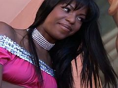 Gigantic black cock drills ebony slut and she's loving it. Her pink outfit shows how sexy that ass is and any man would fall under her spell. Today is one hardcore encounter that she enjoys.
