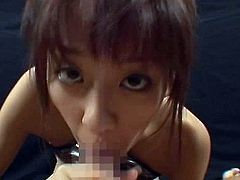 Asian secretary is getting cum on her face