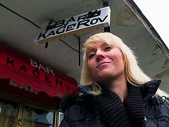 Watch this hot and blond bitch suck that large cock for money right outside the streets in Mofos Network sex clips.