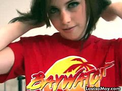 Smoking hot brunette with huge tits will give you one fiery solo show. She strips off her all slowly to tease us with her devilish moves for maximum entertainment.