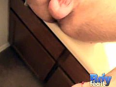 Check out these horny twinks having fun in the bathroom. After giving his partner an amazing blowjob one got his tight asshole ravished in the front of the mirror!