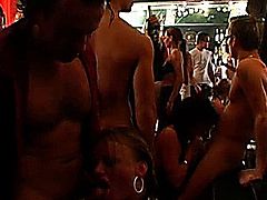 Shameless club sluts sucking dicks and licking pussies in public