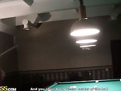Blonde tries her hardest to make horny guy bust a nut with her mouth