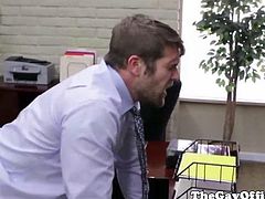 Gay office hunk being ass pounded hard