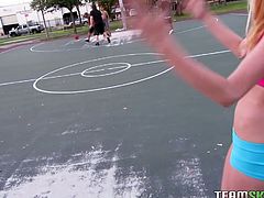 They play in a basketball on the street sport area. They comes home and she showa her resilient ass in steamy Team Skeet xxx video!