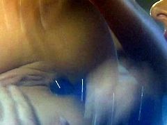 The image is fade though the content of the clip is exciting. Provocative lesbian chick gets her ass drilled with big sex toy. Blonde mistress is watching two kinky lesbians having anal sex.
