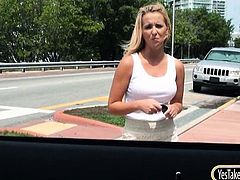 Hot teen Tucker Starr gets her shaved twat nailed in the car