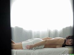 Watch this skinny white chick getting banged really nice by her therapist while getting sexy maasage on her back and naked ass in Team Skeet sex clips.