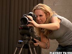 First timers have a hot fuck scene in a backyard. The filming crew from Playboy is trying to get the whole thing on tape without disturbing them too much.