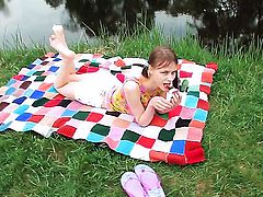 Beata groans as she dildo fucks her pussy
