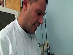 Thick cock and dildo penetrate wet cunt inside the clinic. This horny blonde slut tastes horny doctor's hard cock. She slurps as she sucks him and soon she lets him do whatever he wants on her.