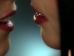 Check out two zealous dark haired lesbians kissing and licking each other's soaking wet shaved snappers. Those lesbo whores will drive you insane!