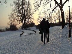 Young amateur couple is taking walk in the park. Cold weather and snow can't stop this hottie to get her tight pussy stretched like never before. She got nailed hard.