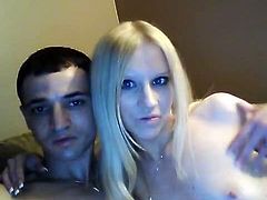 Naughty blonde chick is sitting topless in front of the camera. Her BF films in homemade sex video along with her. So she starts sucking his dick. Amateur babe is pretty good in giving head.