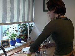 This sweet house wife is making lunch for her two handymen who are working in her house.But these guys are not hungry for food, they seems more hungry for her pussy.Watch how these both guys seduces her and makes her ready to suck those big tools and gets fucked by them.Nice threesome video!