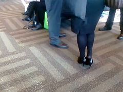 Candid Dipping Shoeplay Feet in Black Tights Nylons