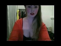 Cute cam girl flashes tits and plays for show