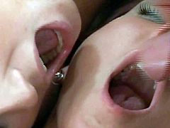 Britney and Cindy Dollar are two hot and young babes who crave for cock. They are all over a guy, sucking him off and taking his dick in their cunts. He licks their fannies too.