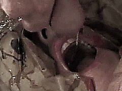 A busty amateur girlfriend gets a gangbang with a paper bag on her face: Blowjob, Anal, Double penetration, facial cumshot... Amazing