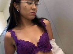 Small tits japanese teen Mai Sakuratsuki plays naughty with two stiff cocks
