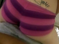 Kinky girl in paties sits down on the guy. She moves her nice ass back and forth and makes a guy cum in POV video.