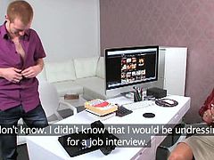 Mirko is a pale guy who wants to be in the porn business. A female agent interviews him and asks him to do his best for his audition video. He must fuck her to show his skills.