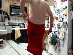 Sexy red hooded backless gown for Lynda slutbabe