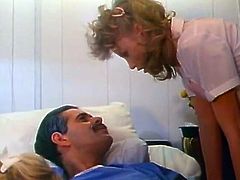 These sex-starved nurses want to get really wild with this stud's cock. They suck his meat stick passionately like super qualified sluts. Damn, there's no way you can tell this dude isn't the luckiest patient on the planet.