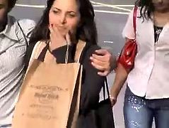Brunette with Massive Tits Out Shopping With Her Boyfriend