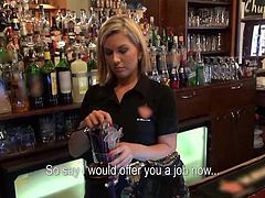 Quickie with a beautiful blond bartender