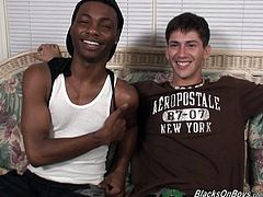 And it's called a fucking interracial gay sex scene! That black cock is going to move deep in his asshole, making him moan out loud!