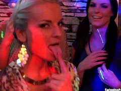 Slutty newbies in one swingers party. You will see all these drunk and horny chicks doing their thing. There were few cocks to indulge with too and they sure are enjoying.