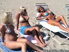 These chicks were on the beach sunbathing their goddess bodies. When went to apartment and started licking and fingering their wet pussies.
