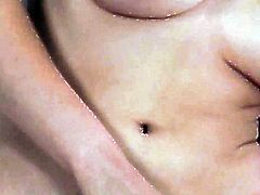 Catie Parker with small tits and clean beaver puts toy in her love tunnel