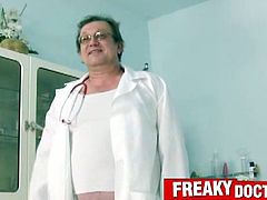 Carmen Blue is a cute czech babe and it is time for her to meet with the freaky doctor. She opens legs wide and lets him to examine her tight shaved snatch.