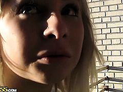 Blonde Kathy enjoys guys ram rod in her mouth in wild oral action