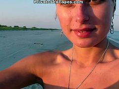 Dirty hot amateur poking on the beach with busty blondie and kinky boy