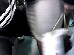 Female Muscle legs in bus